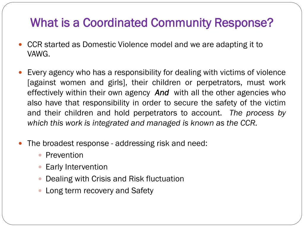 what is a coordinated community response what