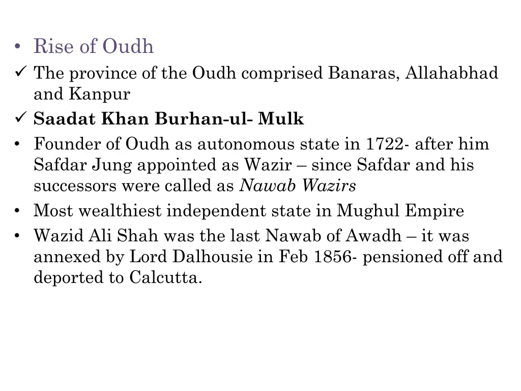 rise of oudh the province of the oudh comprised