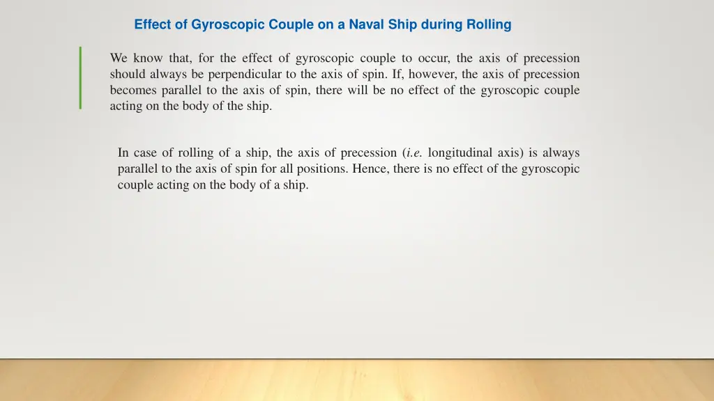 effect of gyroscopic couple on a naval ship 2