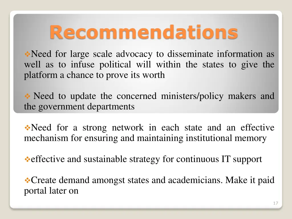 recommendations