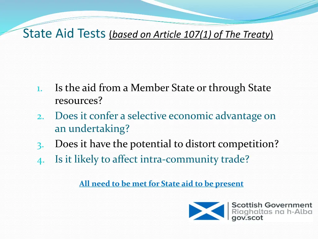 state aid tests based on article