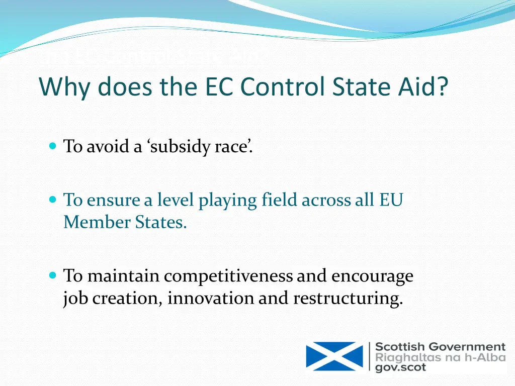 the ec control state aid why does the ec control