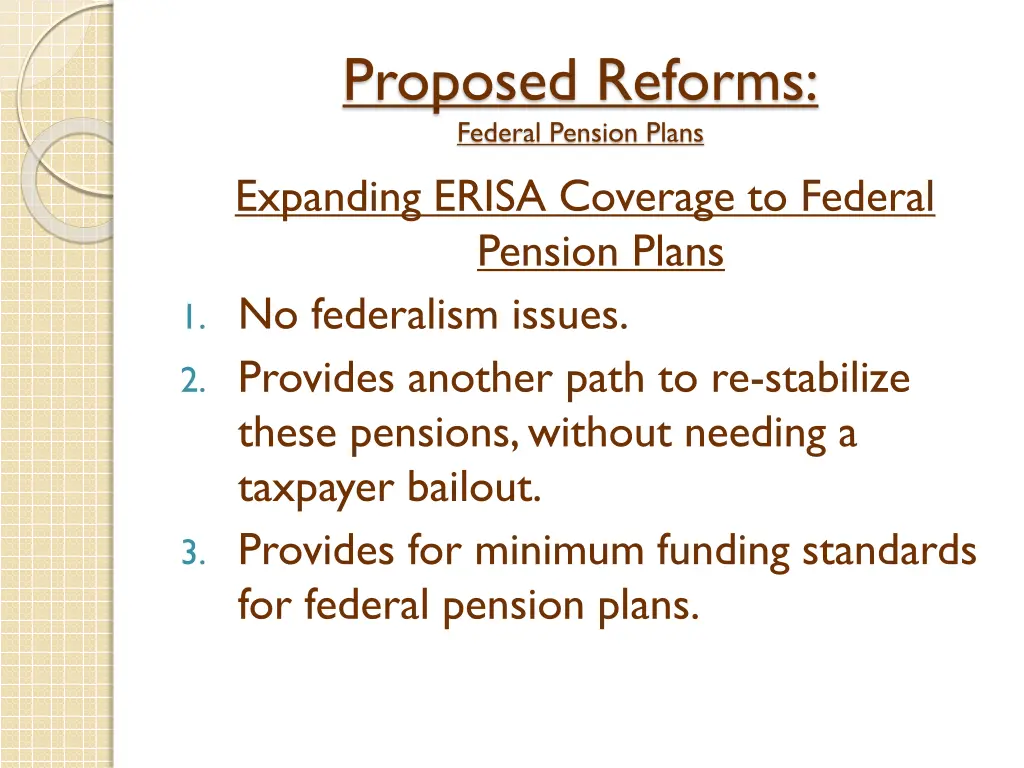 proposed reforms federal pension plans expanding