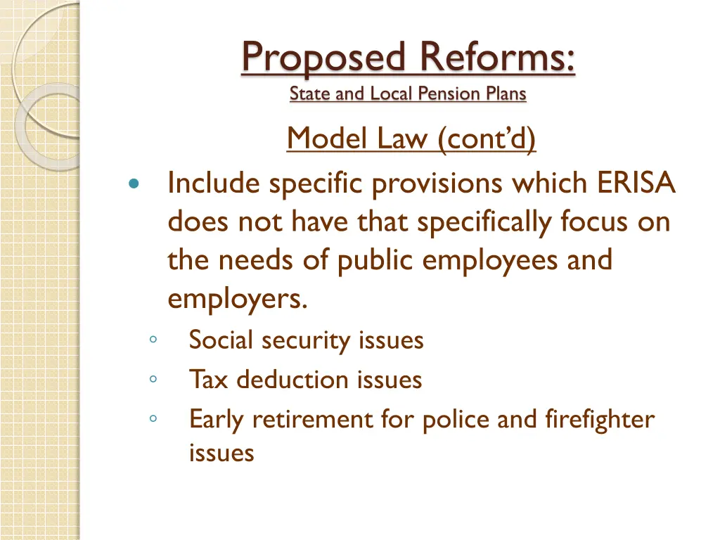 proposed reforms state and local pension plans 1