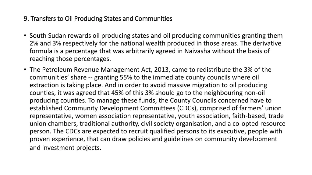 9 transfers to oil producing states