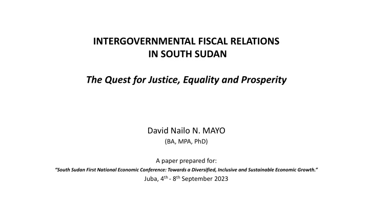 intergovernmental fiscal relations in south sudan