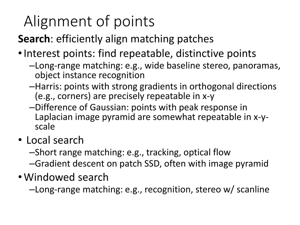 alignment of points search efficiently align