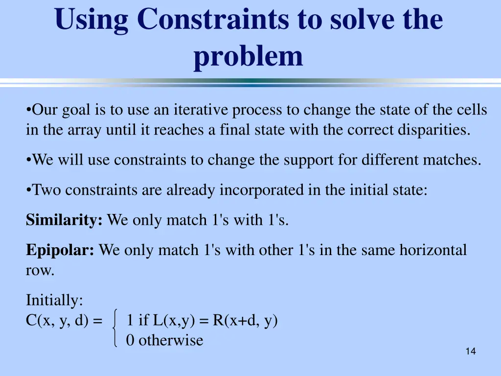 using constraints to solve the problem 1