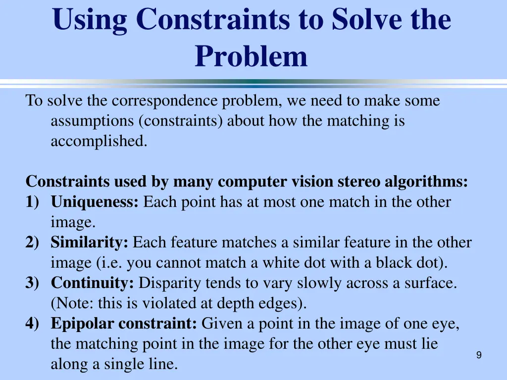 using constraints to solve the problem