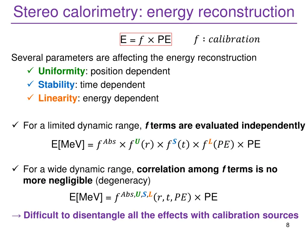 stereo calorimetry energy reconstruction