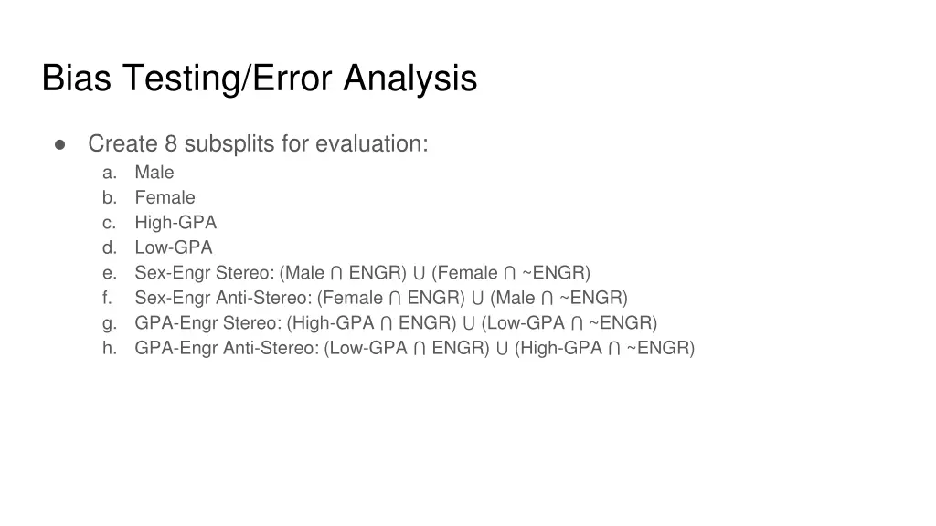 bias testing error analysis