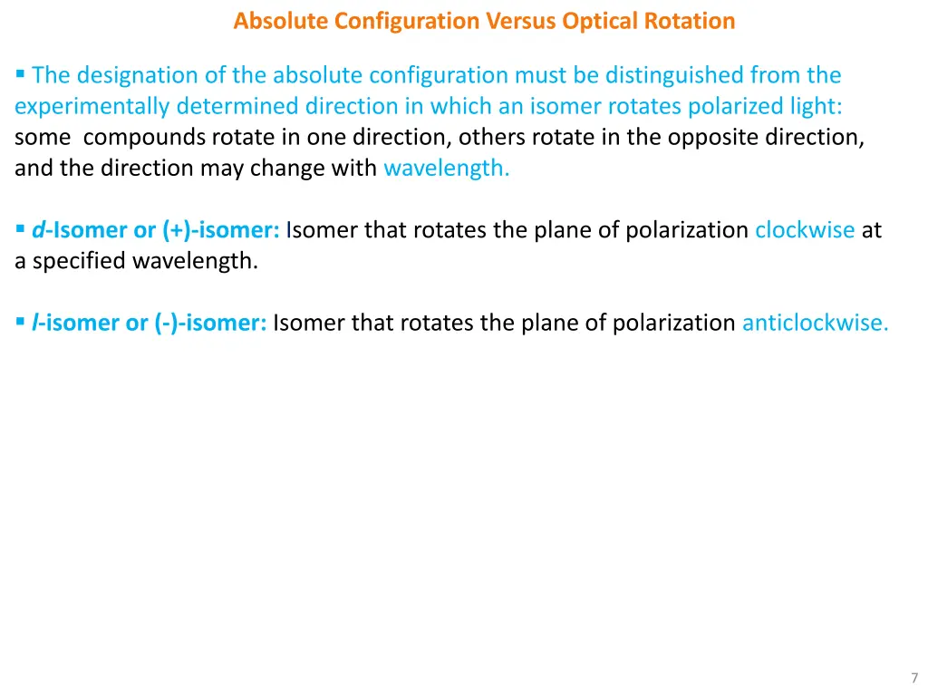 absolute configuration versus optical rotation