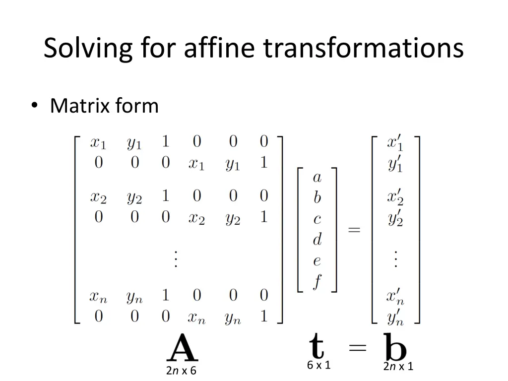 solving for affine transformations