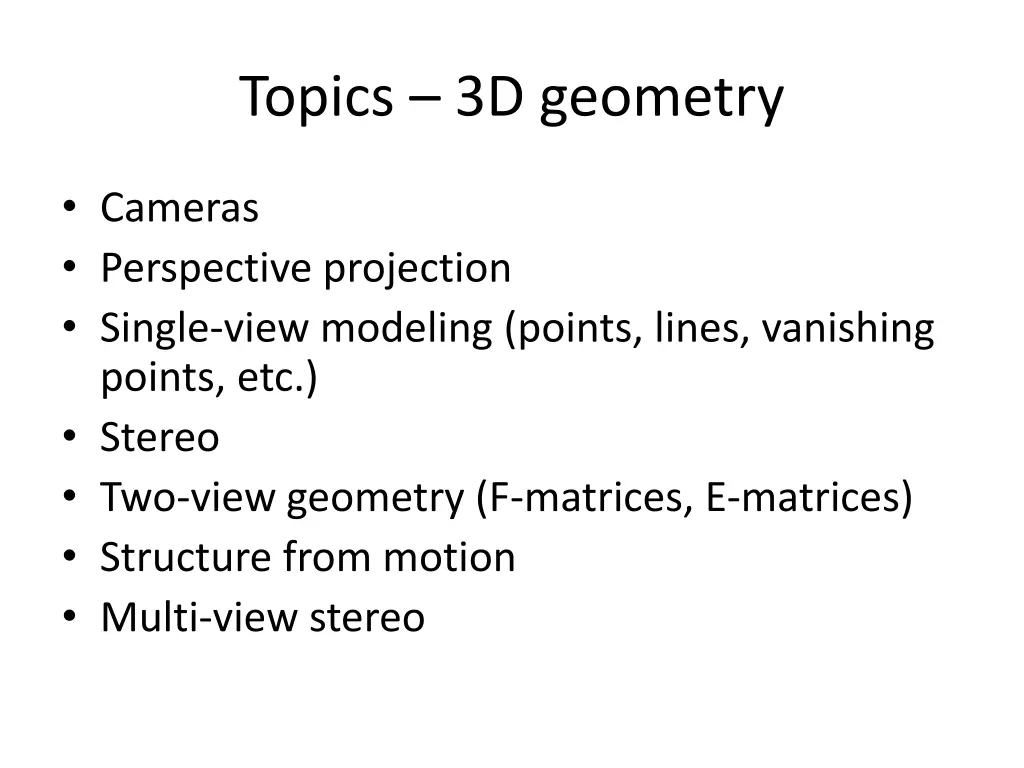 topics 3d geometry