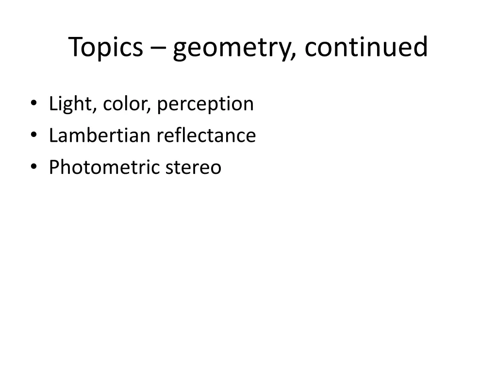 topics geometry continued