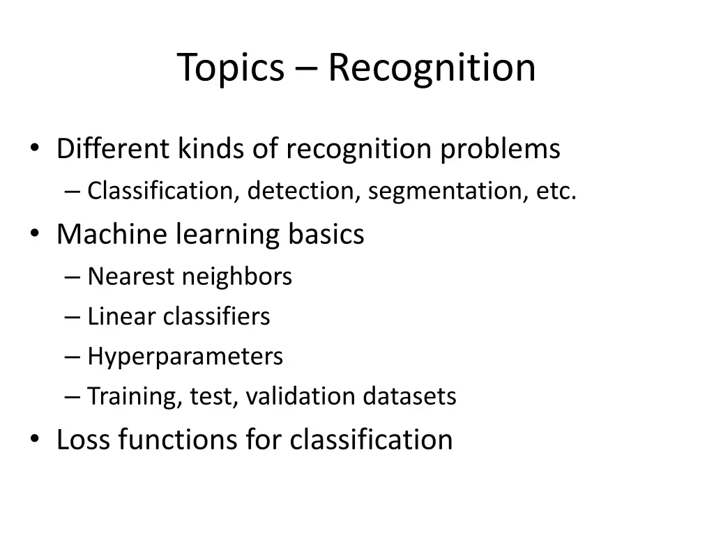 topics recognition