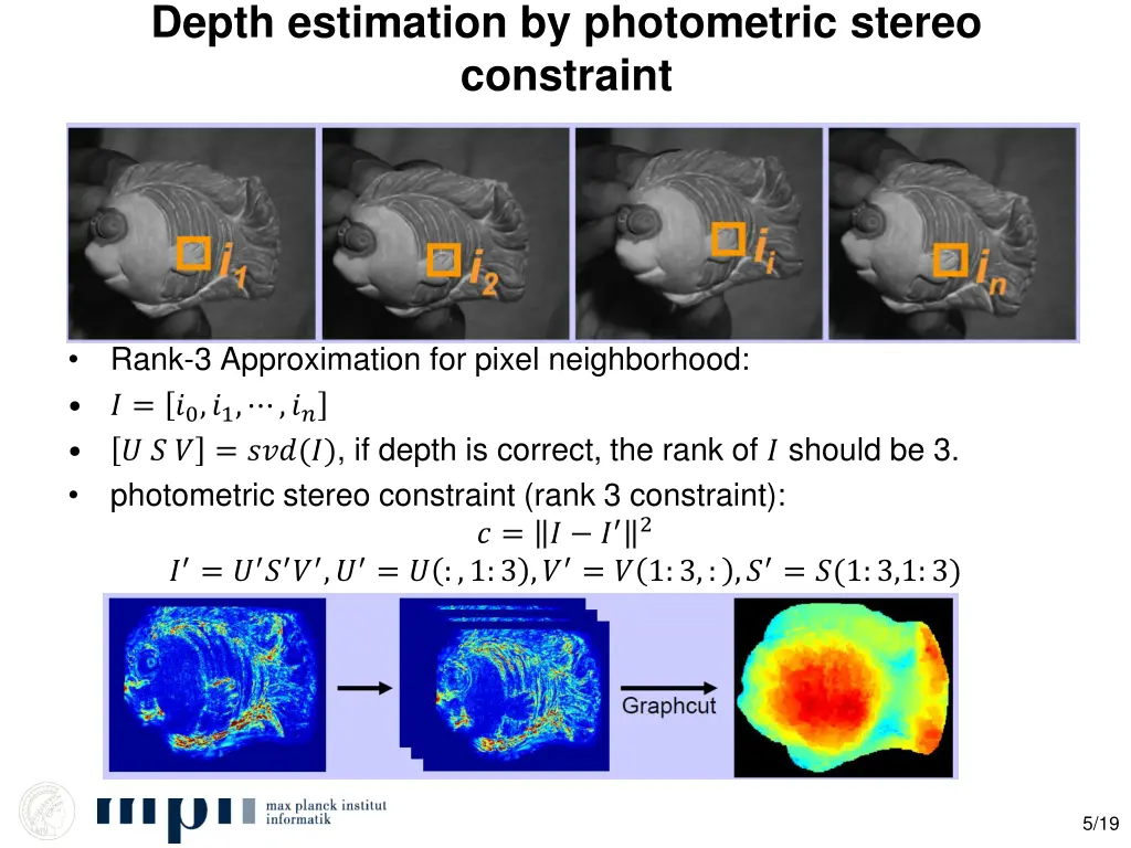 depth estimation by photometric stereo constraint