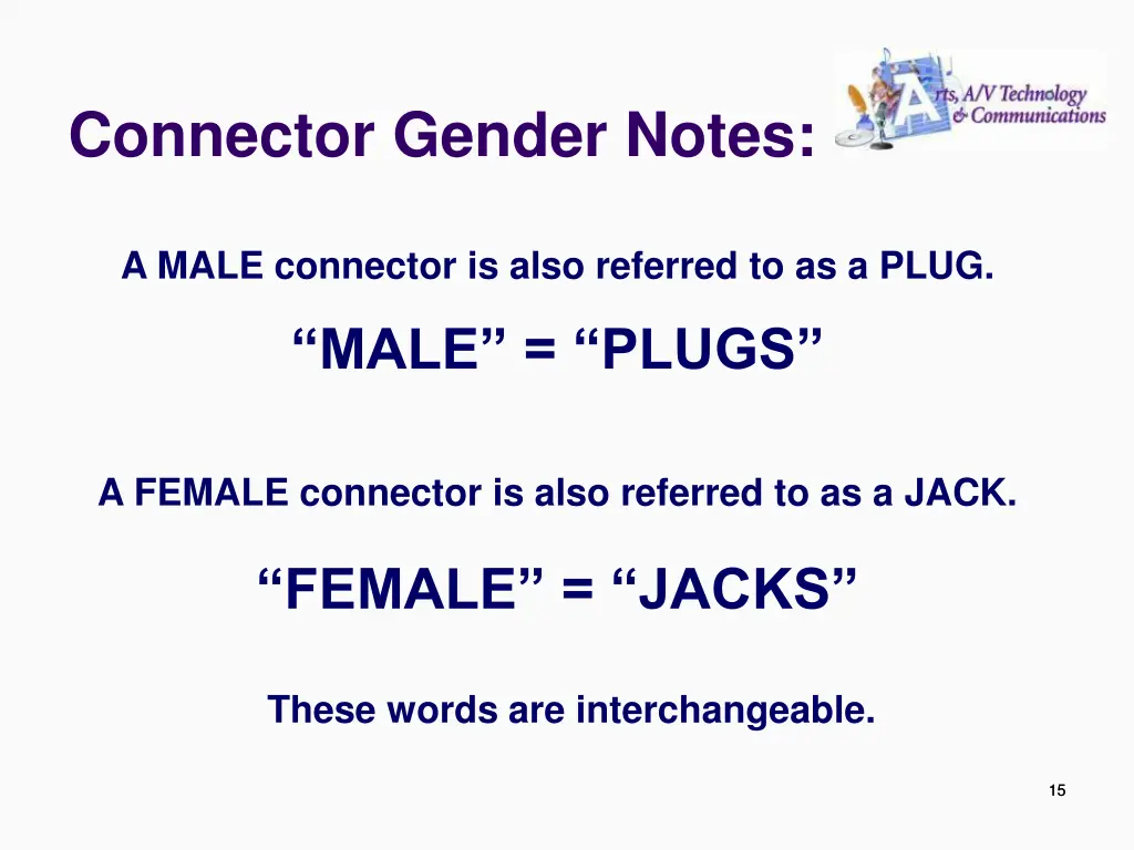 connector gender notes