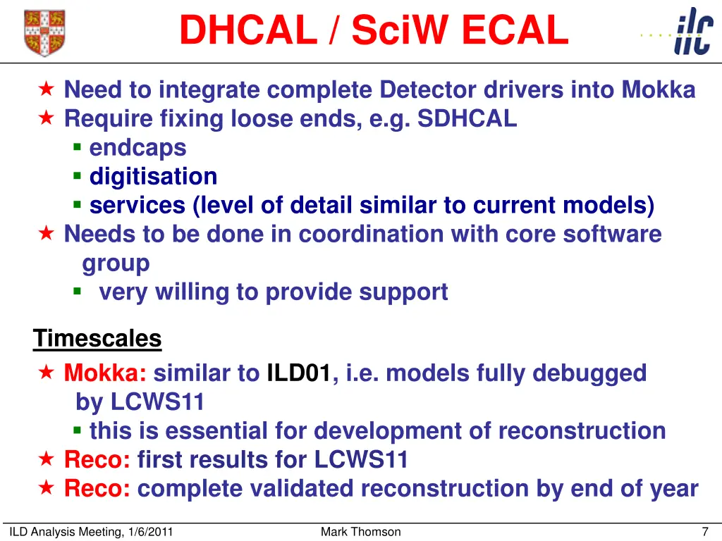 dhcal sciw ecal