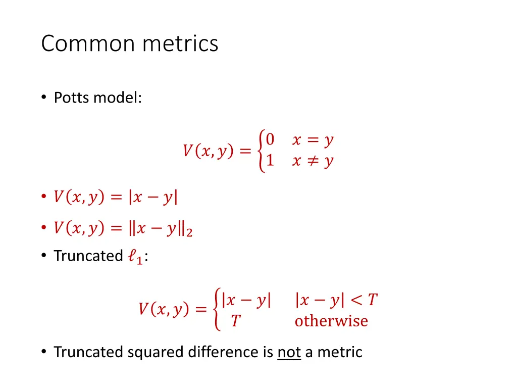 common metrics