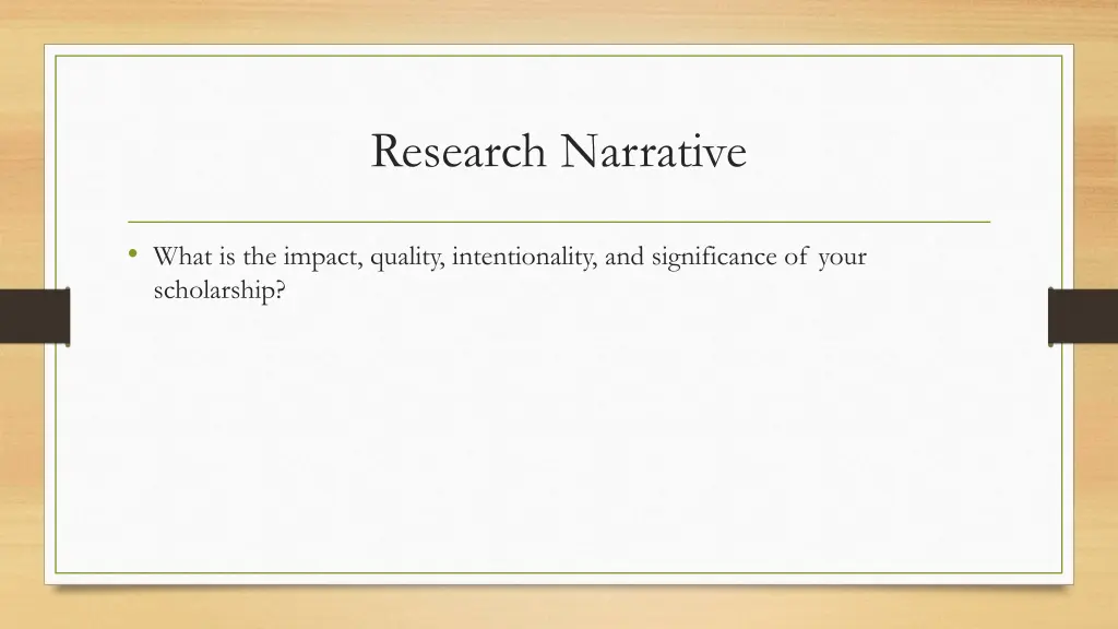 research narrative