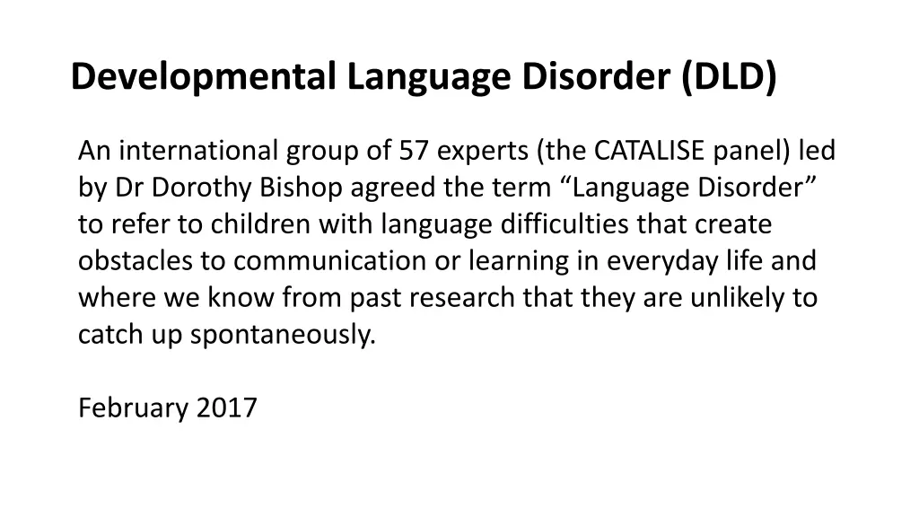 developmental language disorder dld