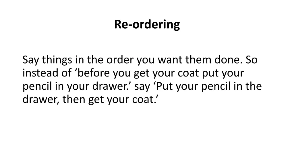 re ordering