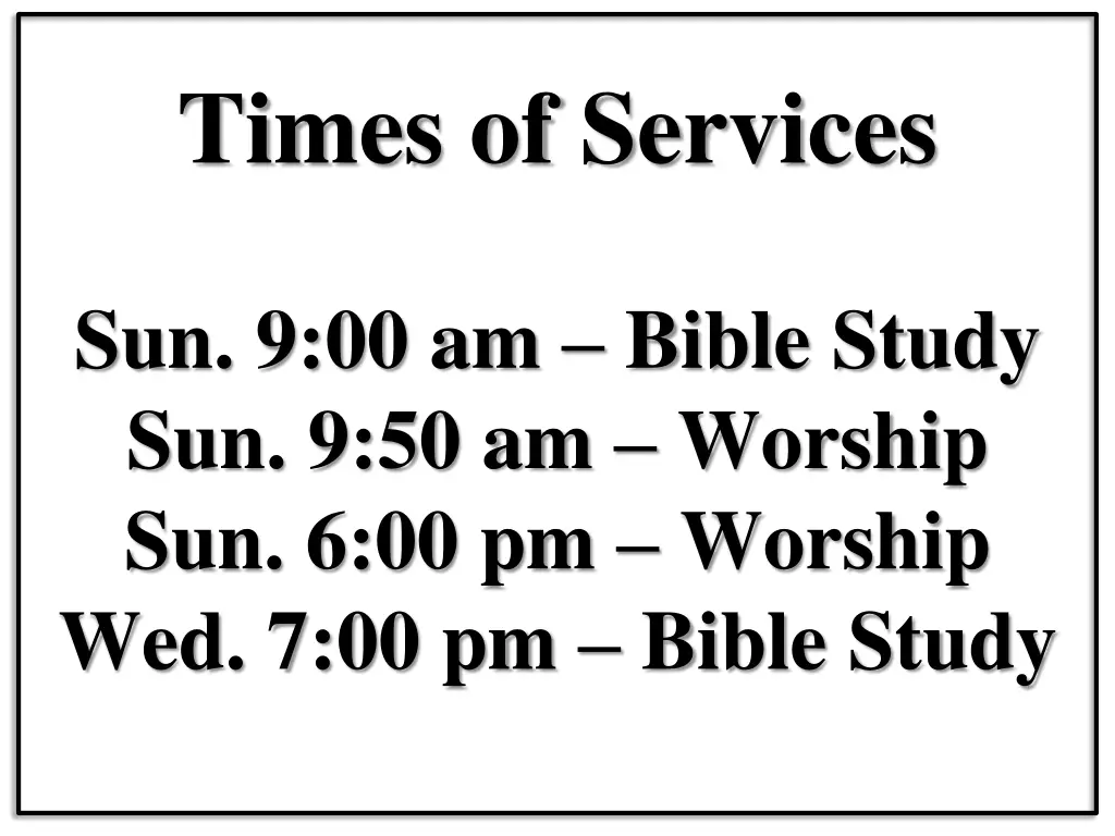 times of services