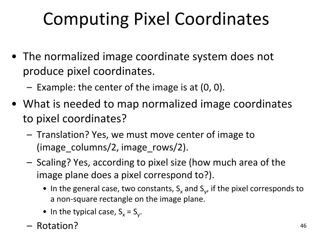 computing pixel coordinates 2