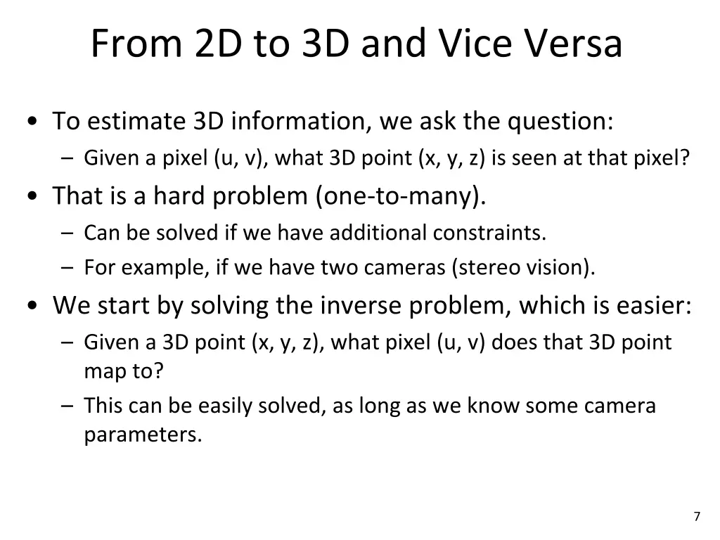 from 2d to 3d and vice versa