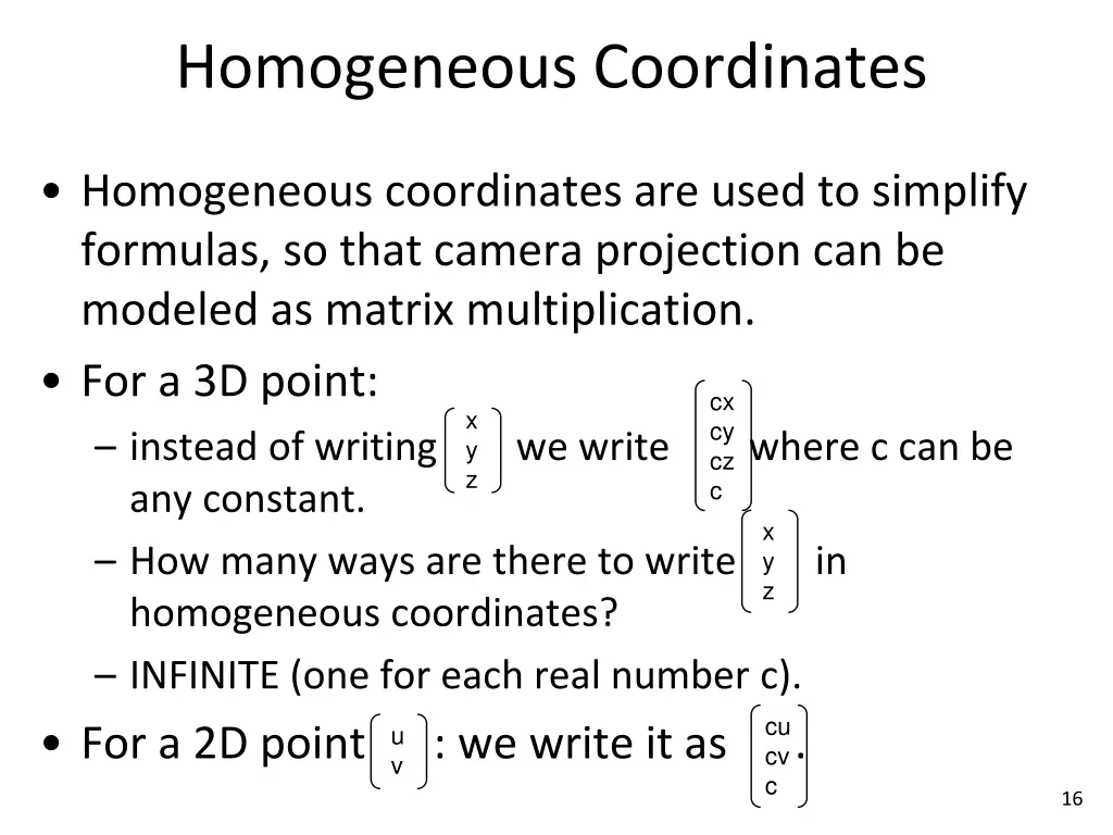 homogeneous coordinates