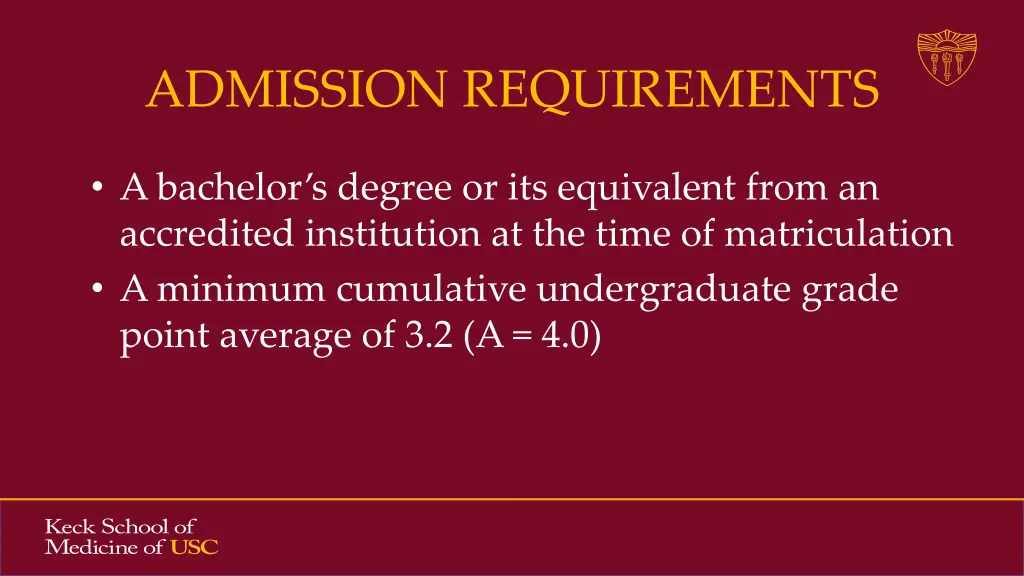 admission requirements