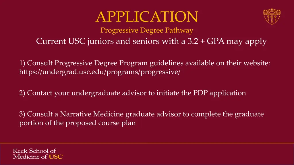 application progressive degree pathway