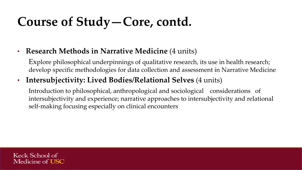 course of study core contd