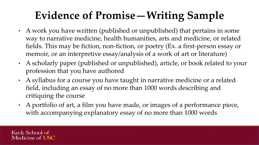 evidence of promise writing sample