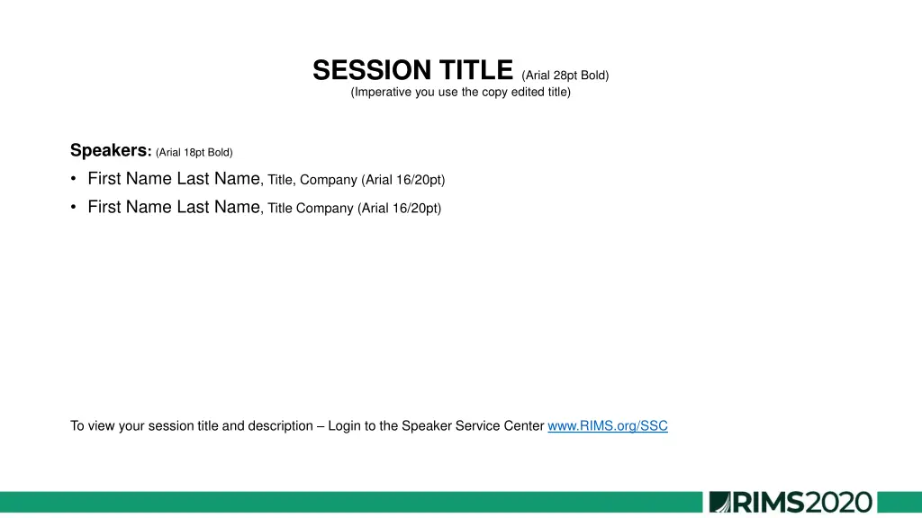 session title arial 28pt bold imperative