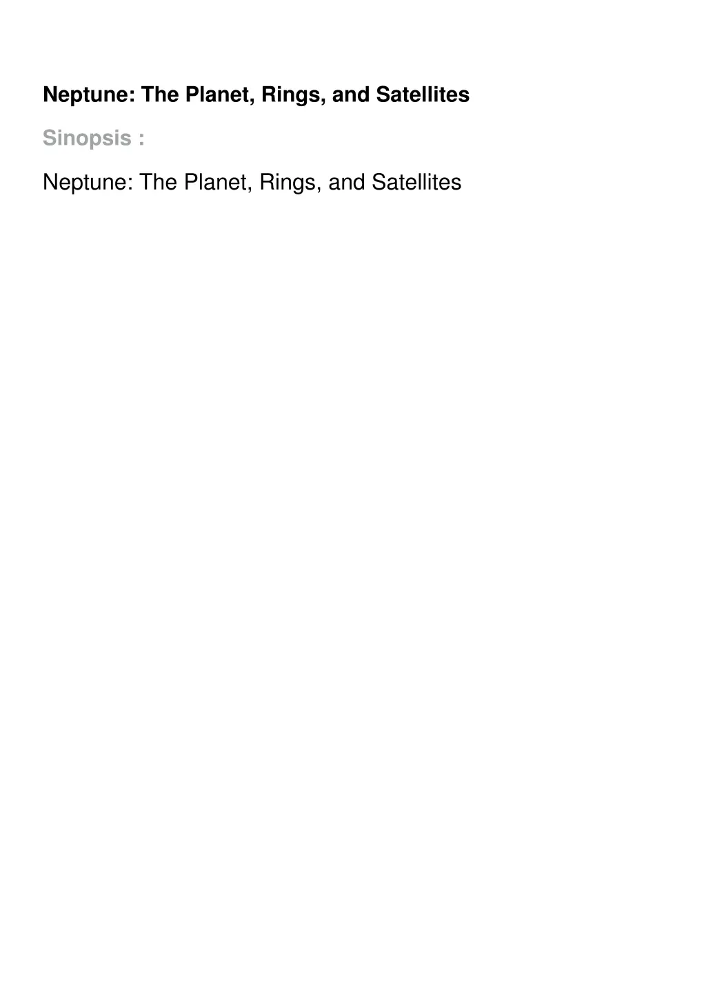 neptune the planet rings and satellites sinopsis