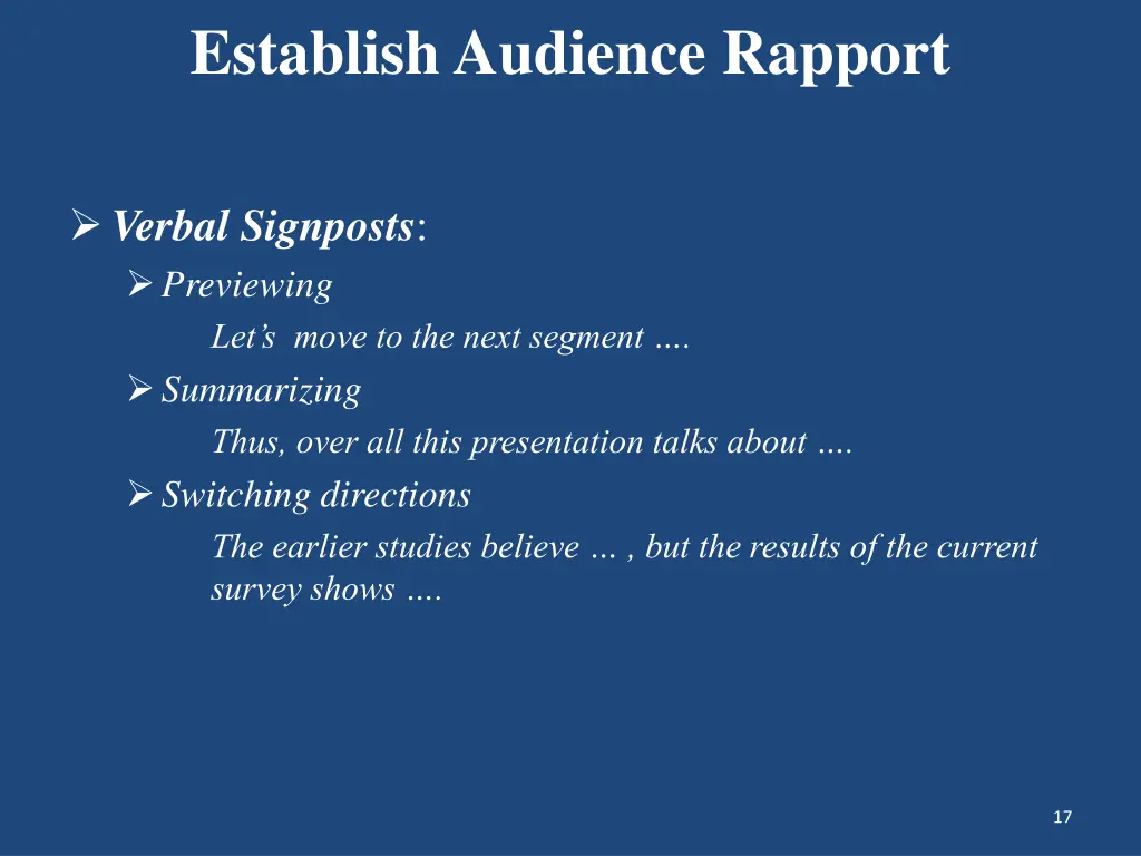 establish audience rapport 1