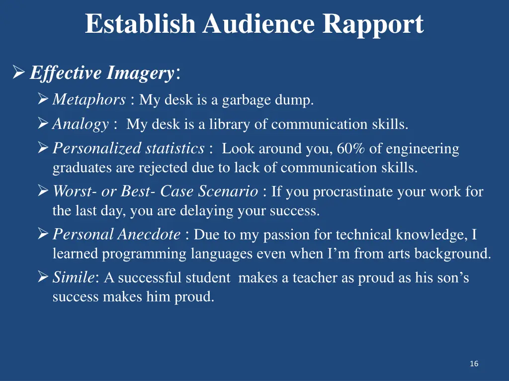 establish audience rapport