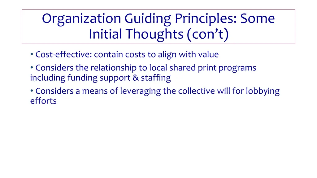 organization guiding principles some initial 1