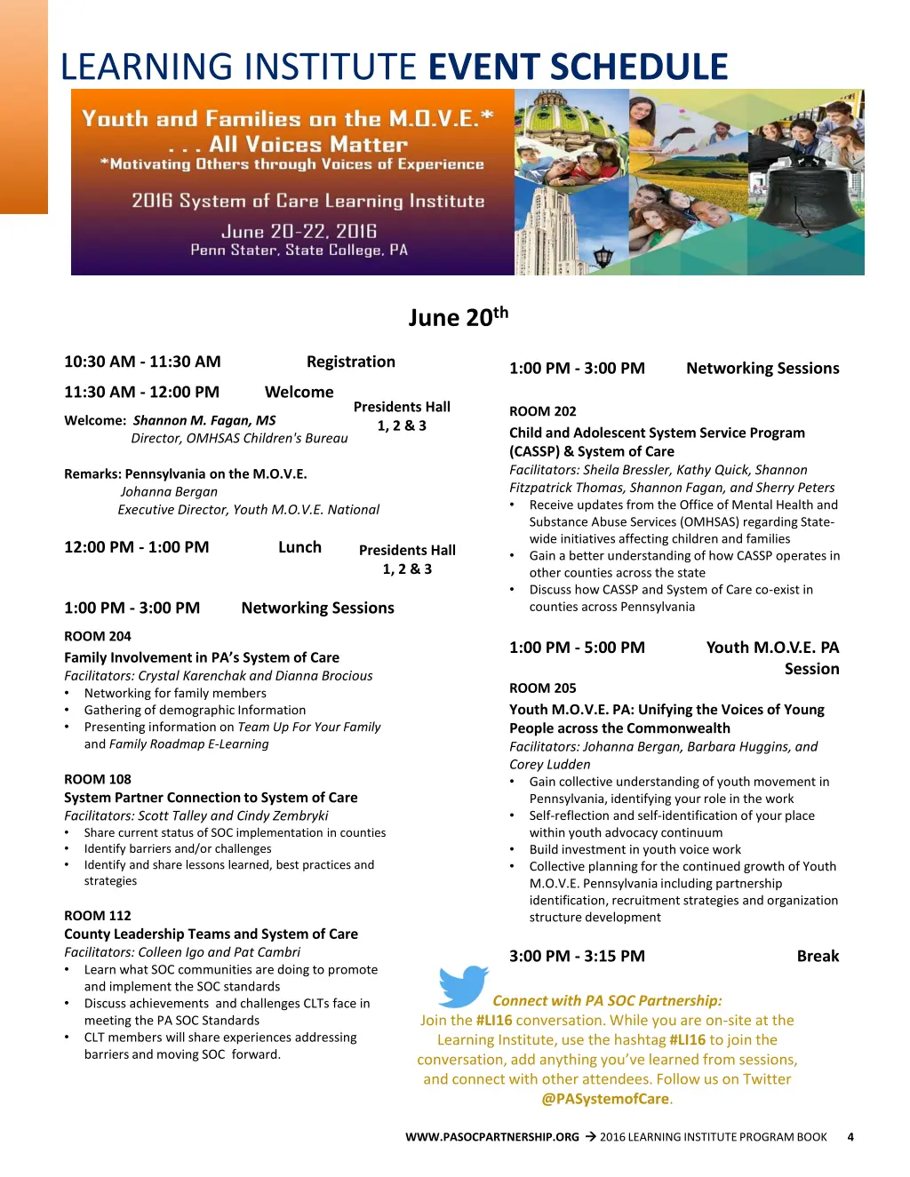 learning institute event schedule