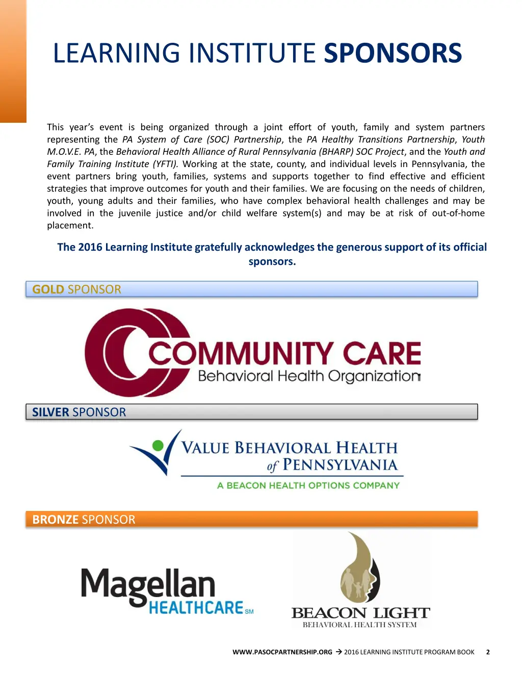 learning institute sponsors
