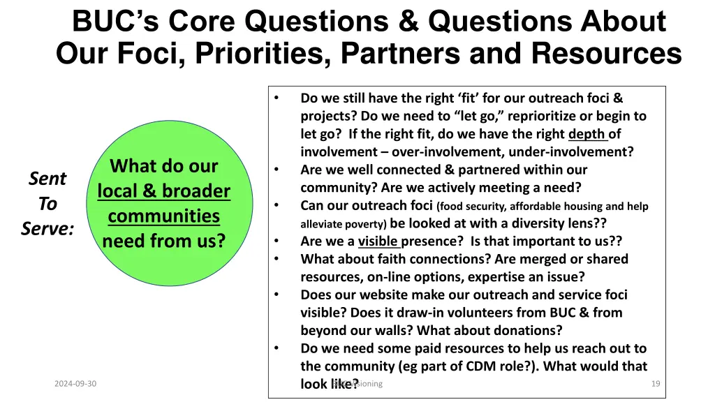 buc s core questions questions about our foci 1