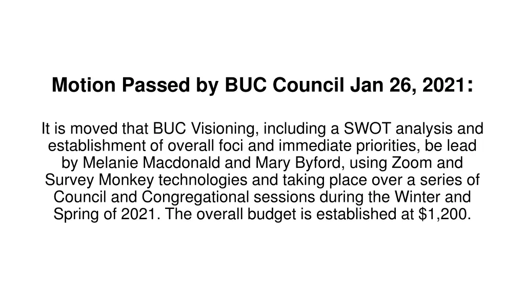 motion passed by buc council jan 26 2021