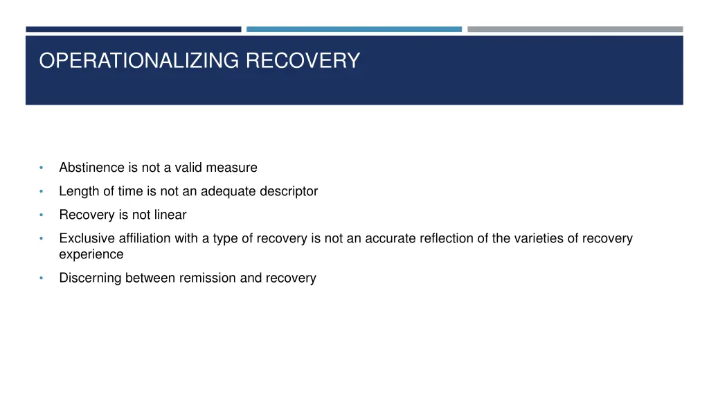 operationalizing recovery