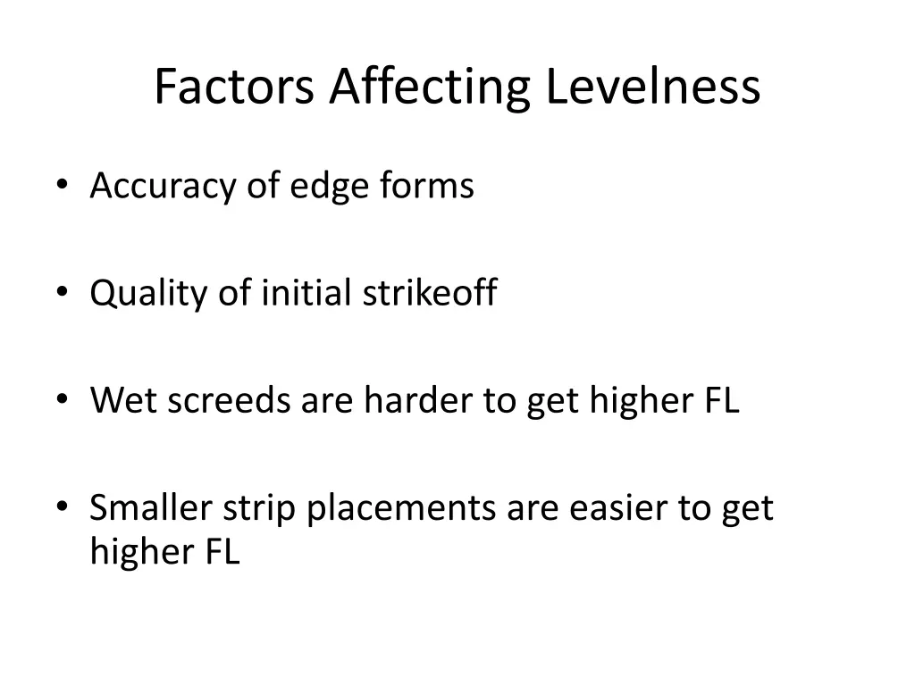 factors affecting levelness