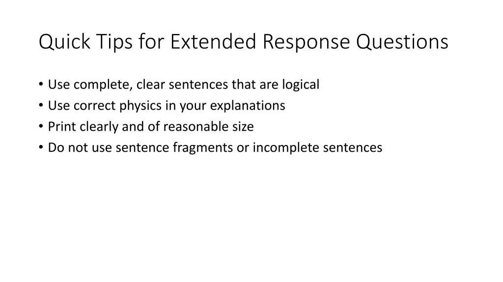 quick tips for extended response questions