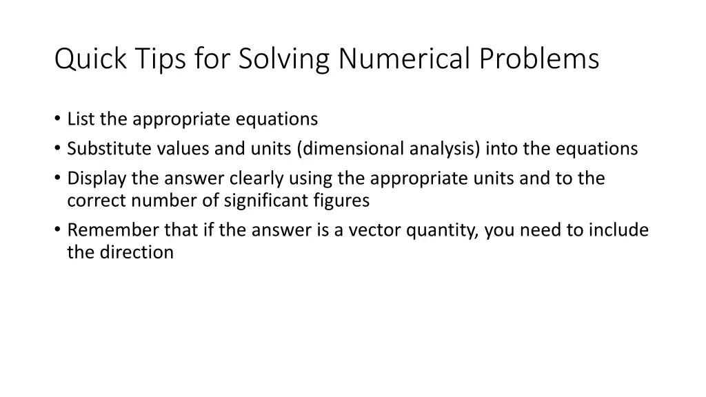 quick tips for solving numerical problems