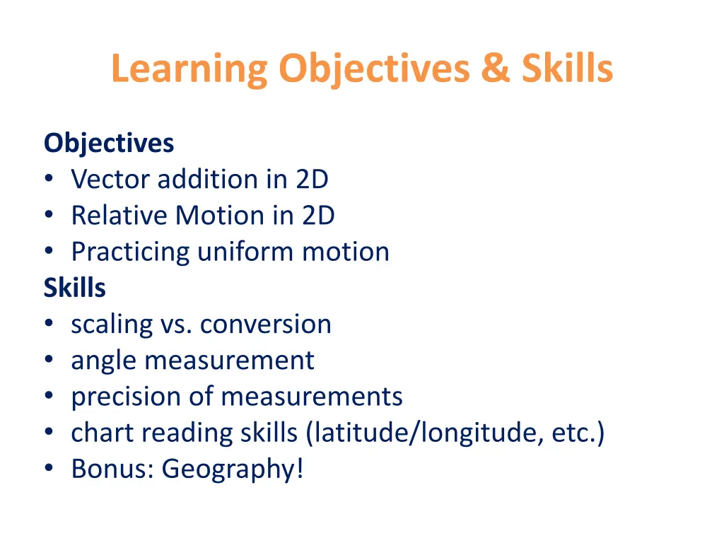 learning objectives skills