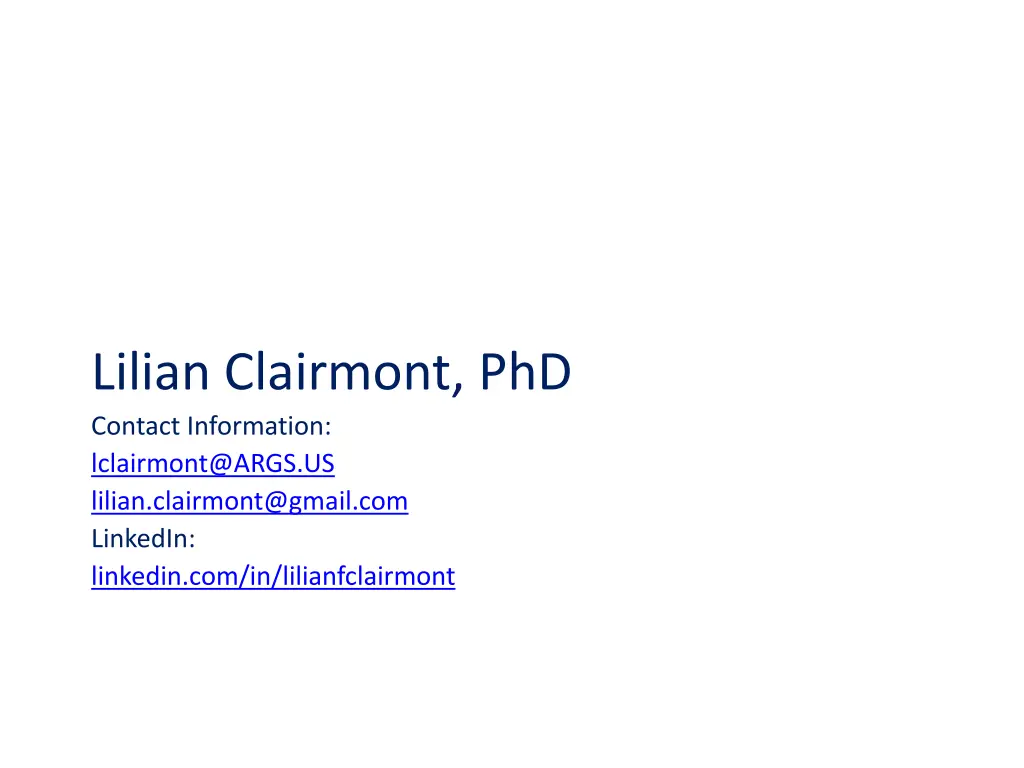 lilian clairmont phd contact information